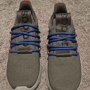 Adidas Men’s Gray Athletic Sneakers Size 10 Blue Laces